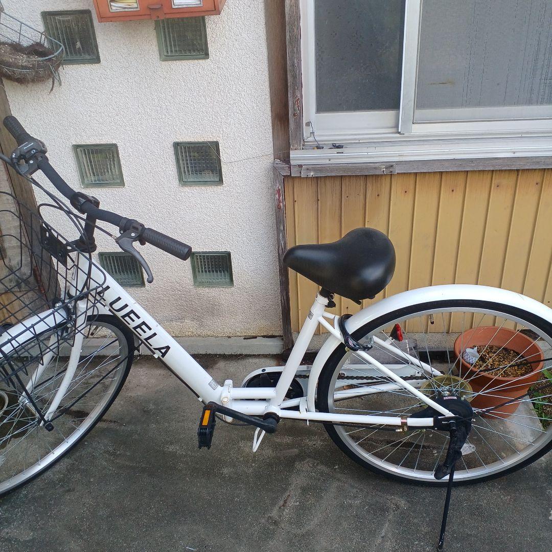 LUEELA ホワイト シティバイク 前カゴ付き