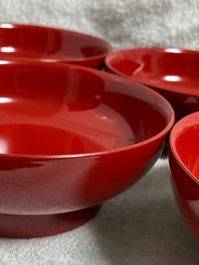 z*o様 新品未使用　琉球最古の老舗　角萬漆器　漆器 朱色　お椀　5個セット
