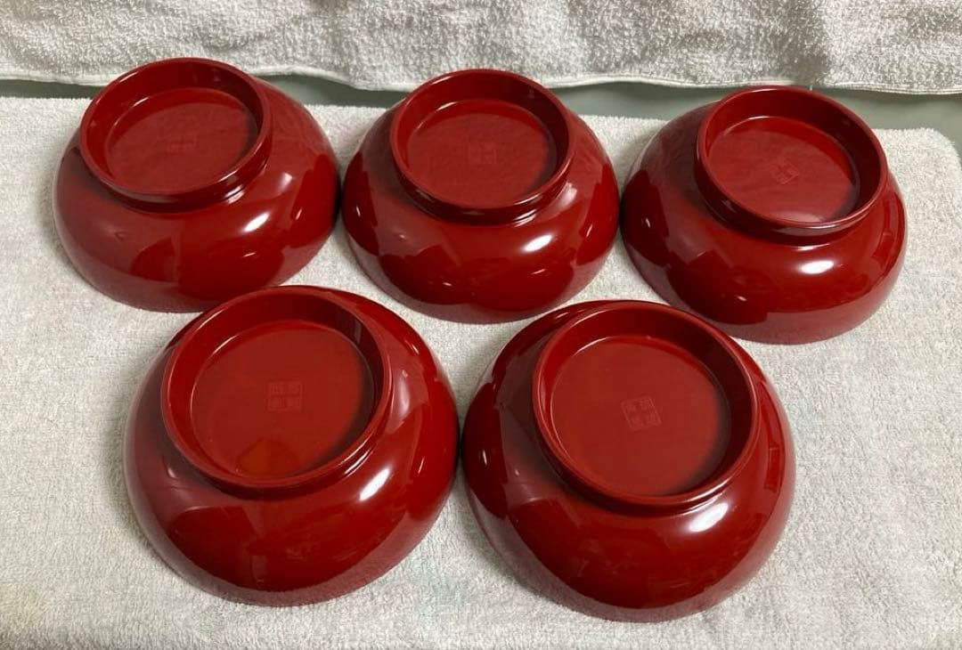 z*o様 新品未使用　琉球最古の老舗　角萬漆器　漆器 朱色　お椀　5個セット