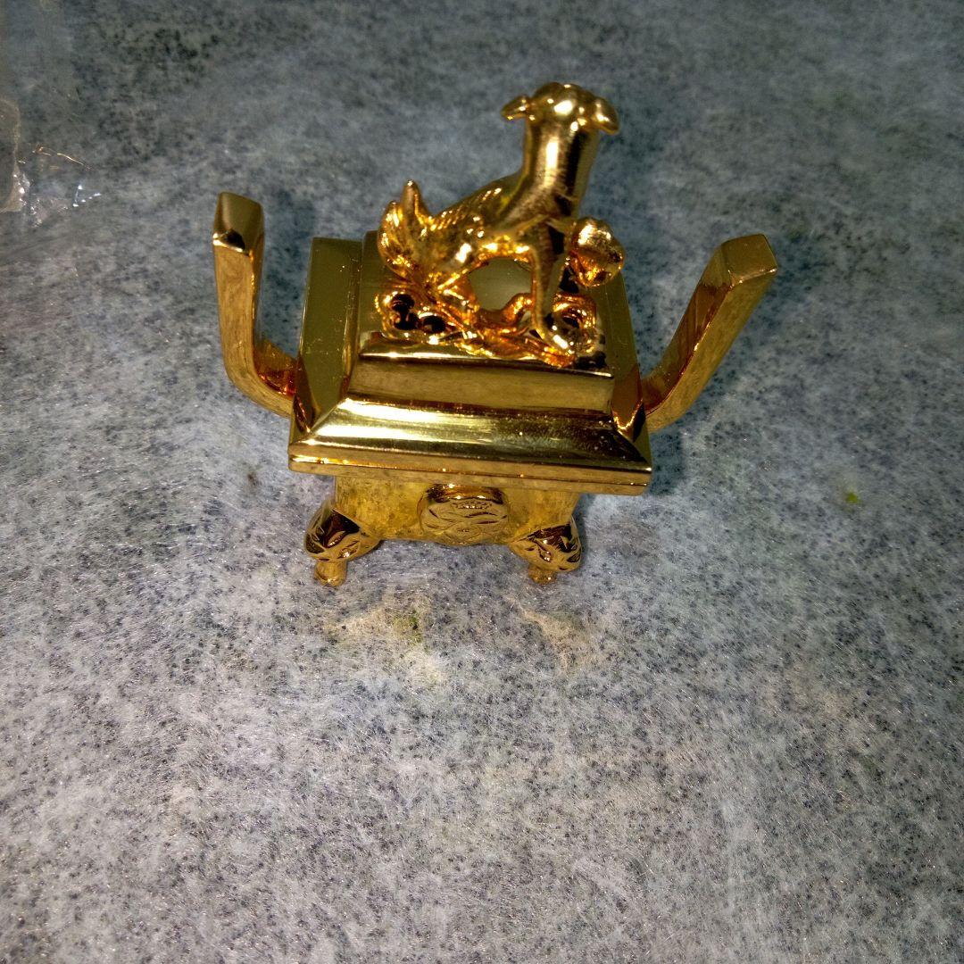 本金メッキ　狛犬　香枦