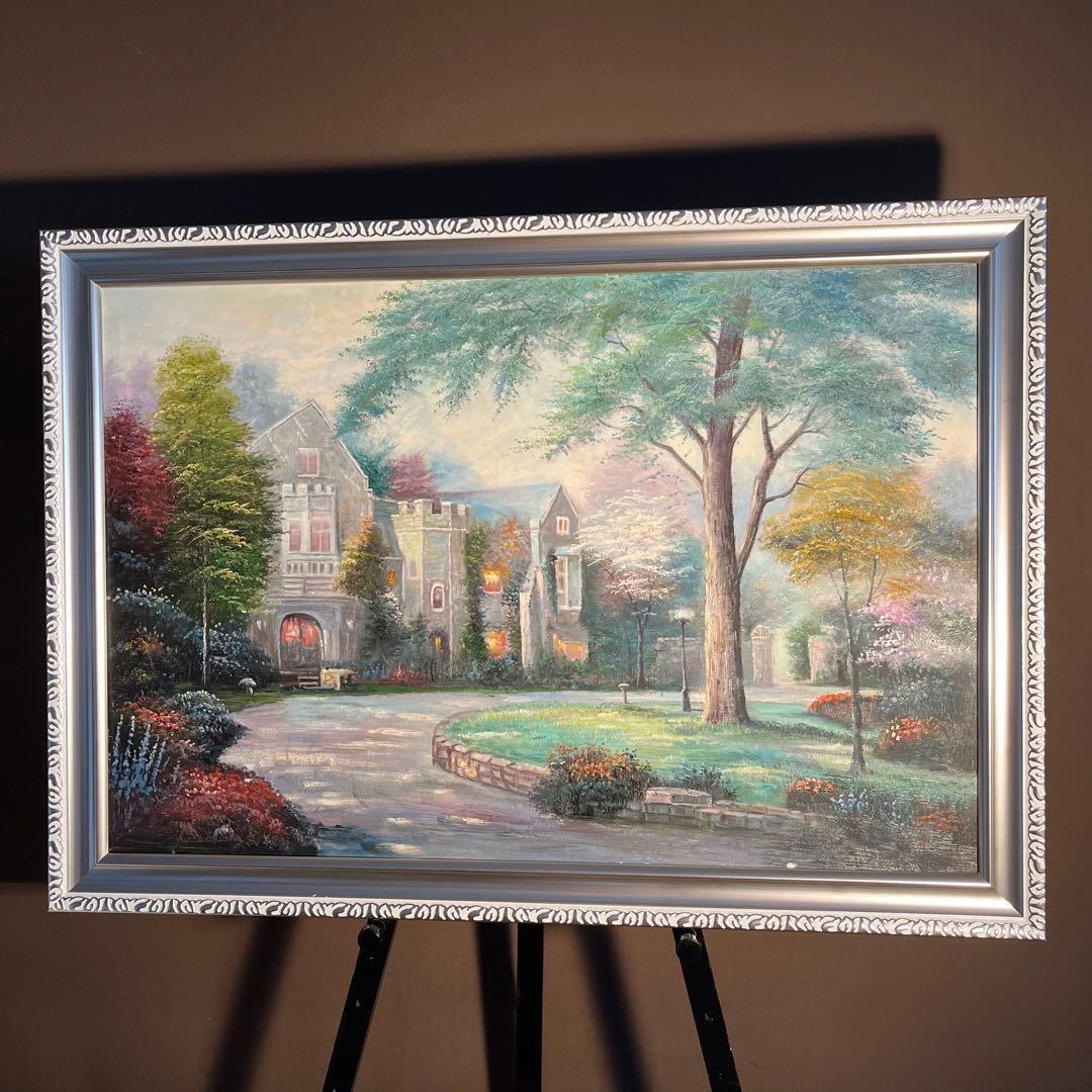 手書き油絵 パリの郊外の風景 絵画 インテリア 油彩画