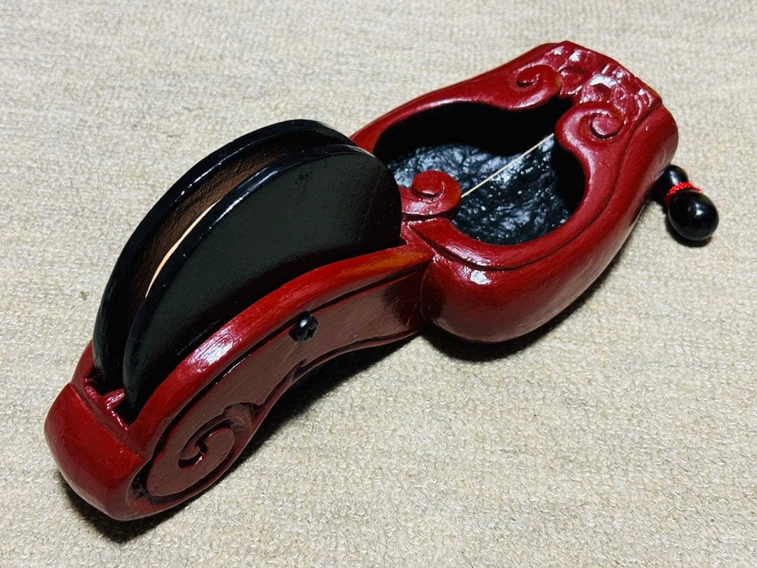 アンティーク墨壺　海老虹梁　猪目　工芸品　墨壷　すみつぼ　墨坪　墨つぼ　墨斗