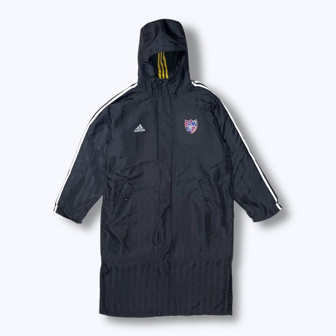 adidas FC東京 ベンチコート 旧エンブレム 黒 XOサイズ ロング丈
