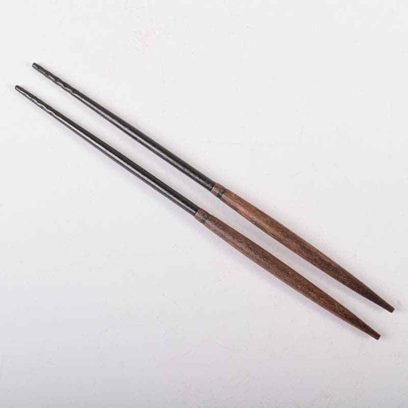 茶道具　金工師　木村清斎作　桑柄火箸　炉用火箸　共箱　C　7149