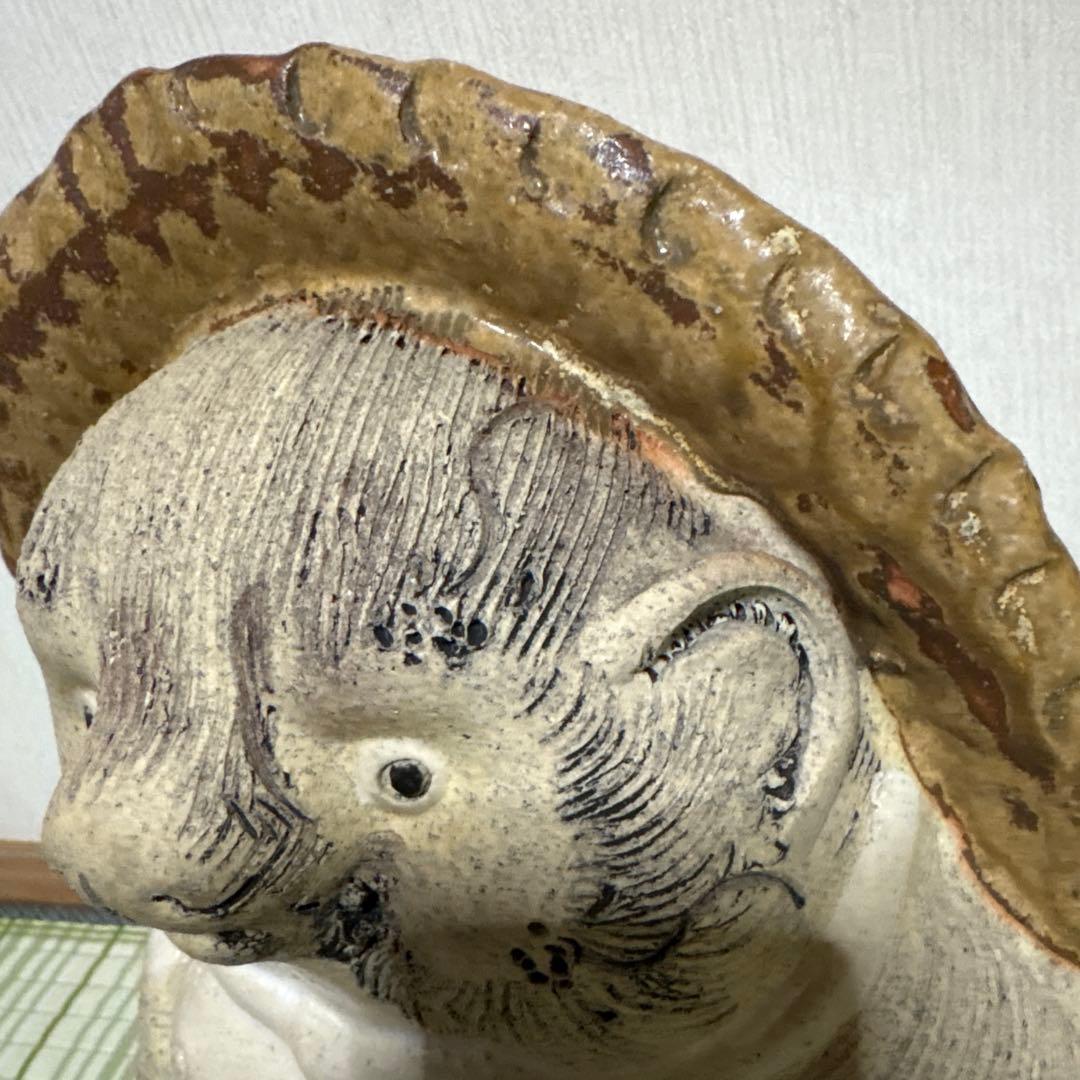 信楽焼　白　たぬき　狸　焼き物　ホワイト　2代　38cm 陶芸　工芸品　置物