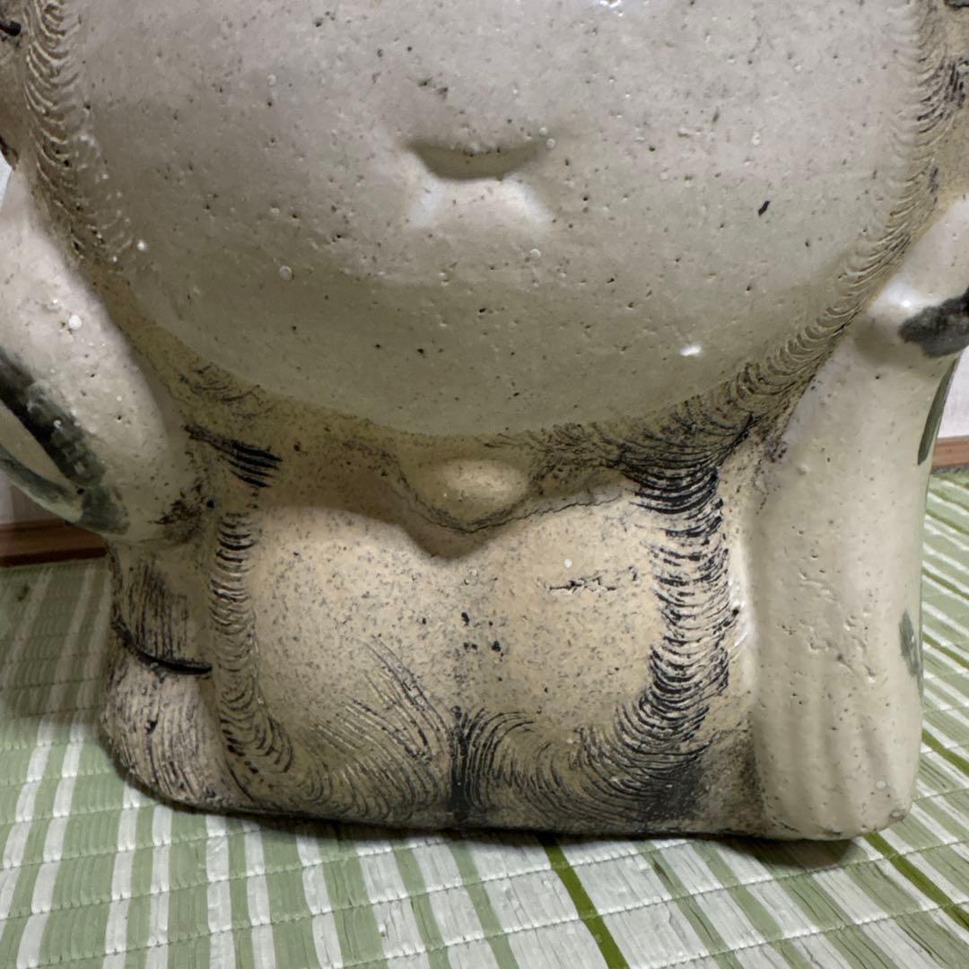 信楽焼　白　たぬき　狸　焼き物　ホワイト　2代　38cm 陶芸　工芸品　置物