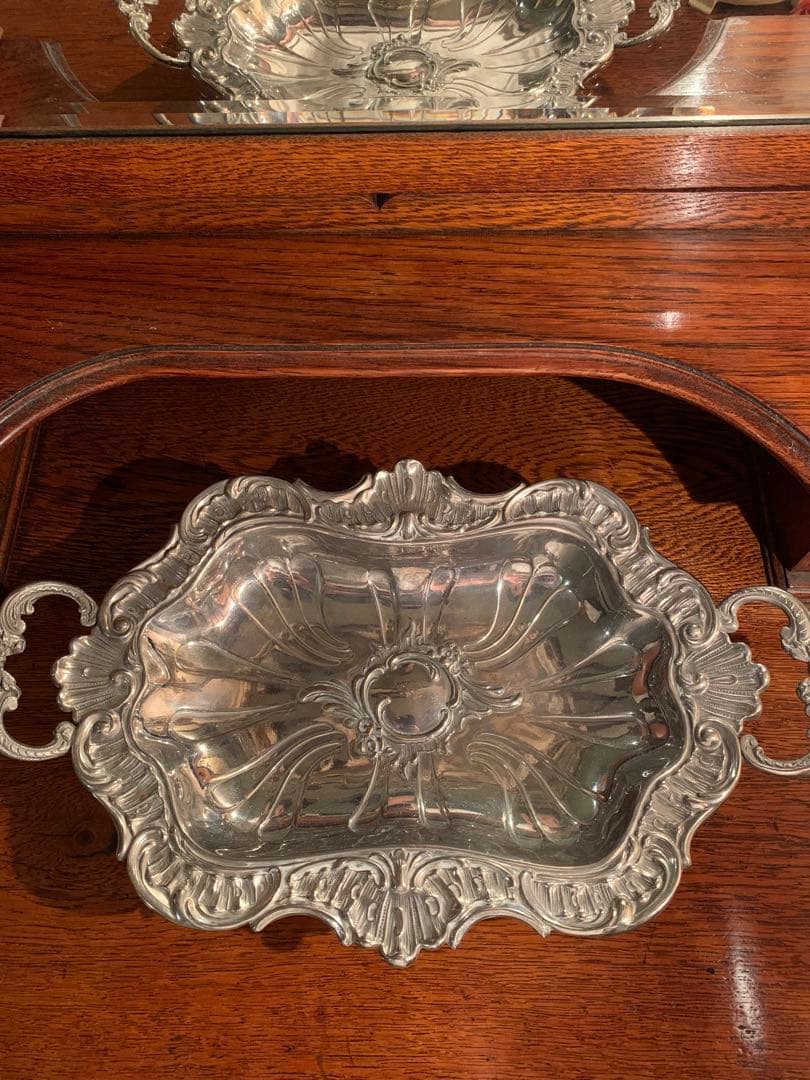 フランスアンティーク　ロカイユ装飾　シルバー　アール・ヌーヴォー