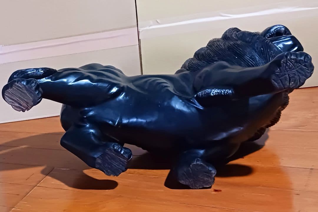 特大置物 木製 ライオンのオブジェ 高さ44cm 長さ63cm 重さ22kg