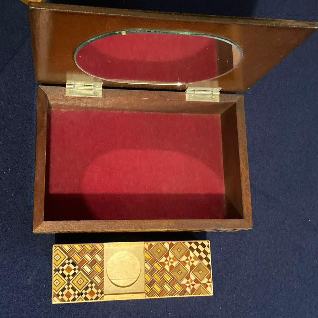 箱根寄木細工　昭和レトロ　3段引き出し　宝石箱　小銭箱　中古品