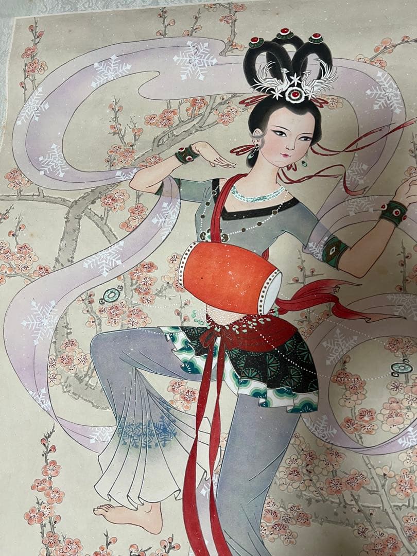 まくり　中国画 馬毅［天女ノ図］紙本　肉筆！