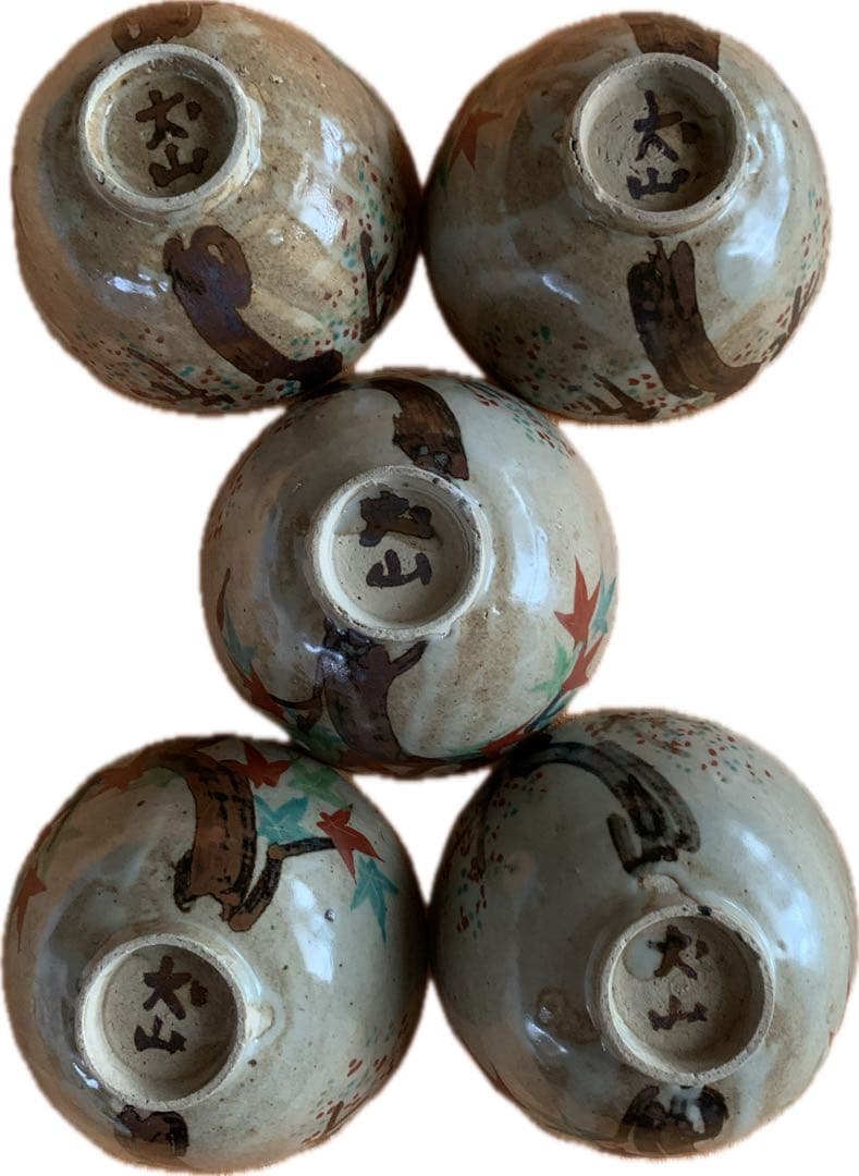 希少　古犬山焼　雲錦手　色絵茶碗　飯碗　5客　揃