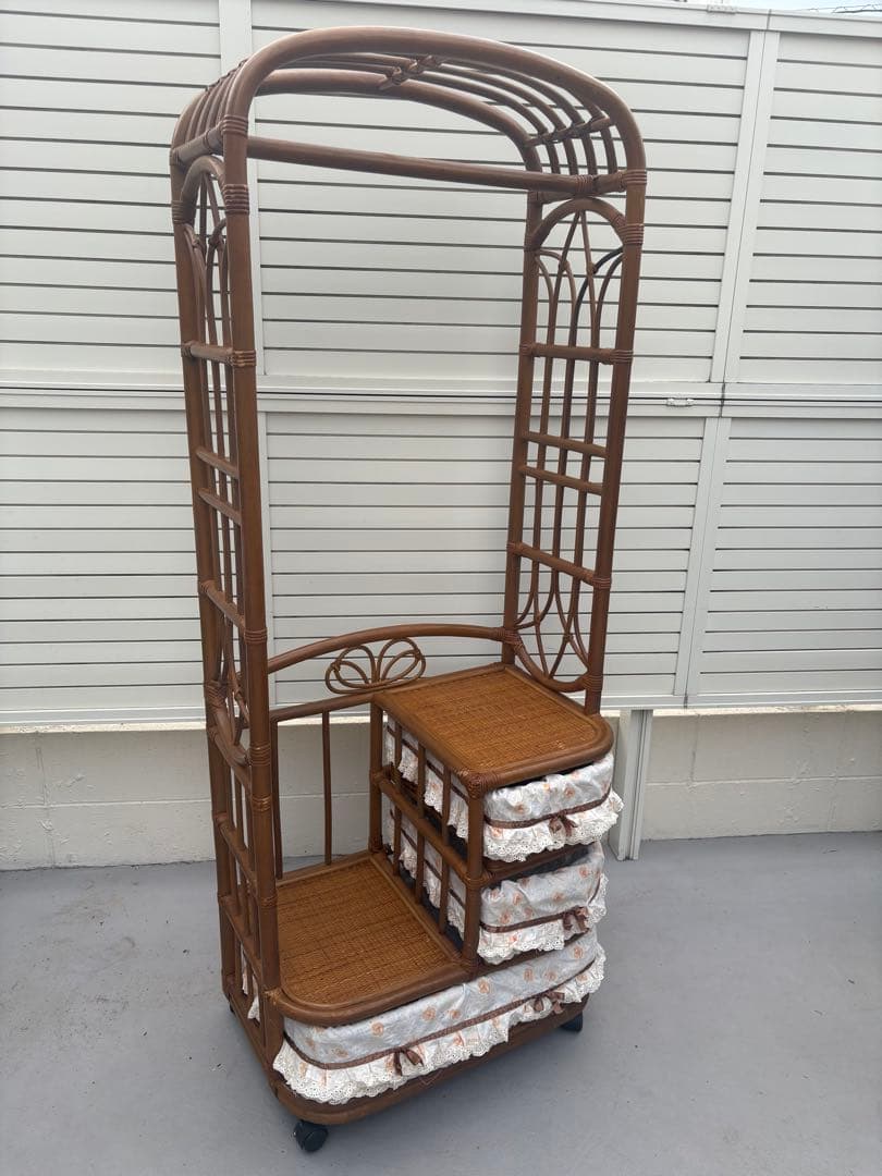 籠製　ラタン　チェスト　ハンガーラック