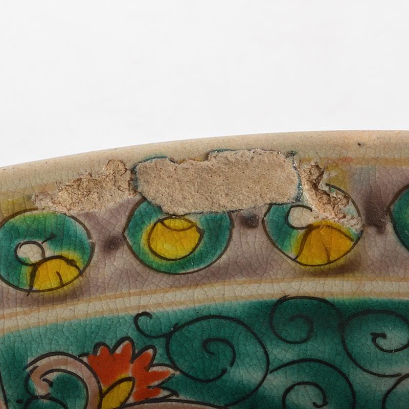 山口県　 須佐焼　古須佐　山水花鳥文鉢　幕末ー江戸期　時代箱付　V　R6014C