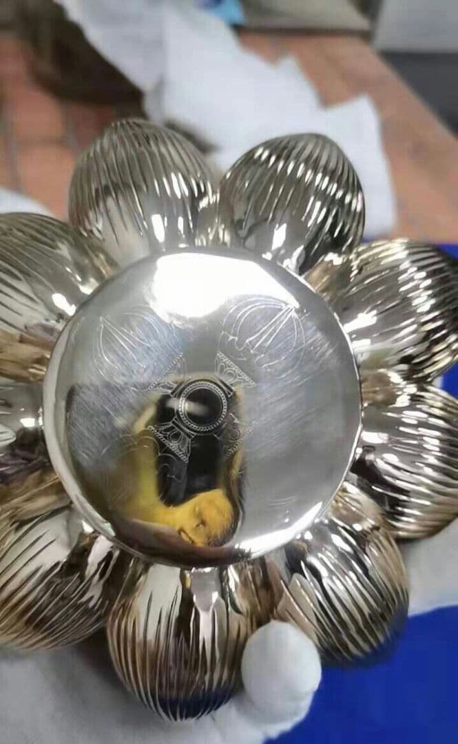 チベット密教法器 キンレンカ 真鍮製 金蓮花 仏教美術 15cm