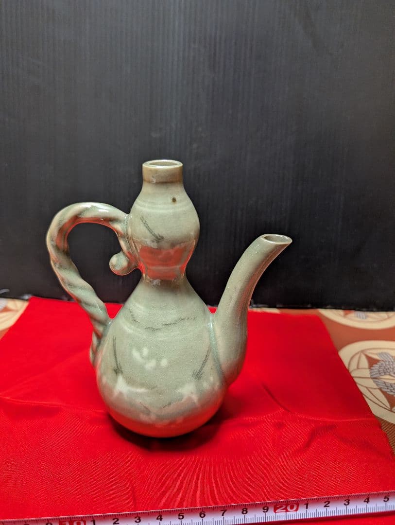時代物青磁 陶器 水注 20cm