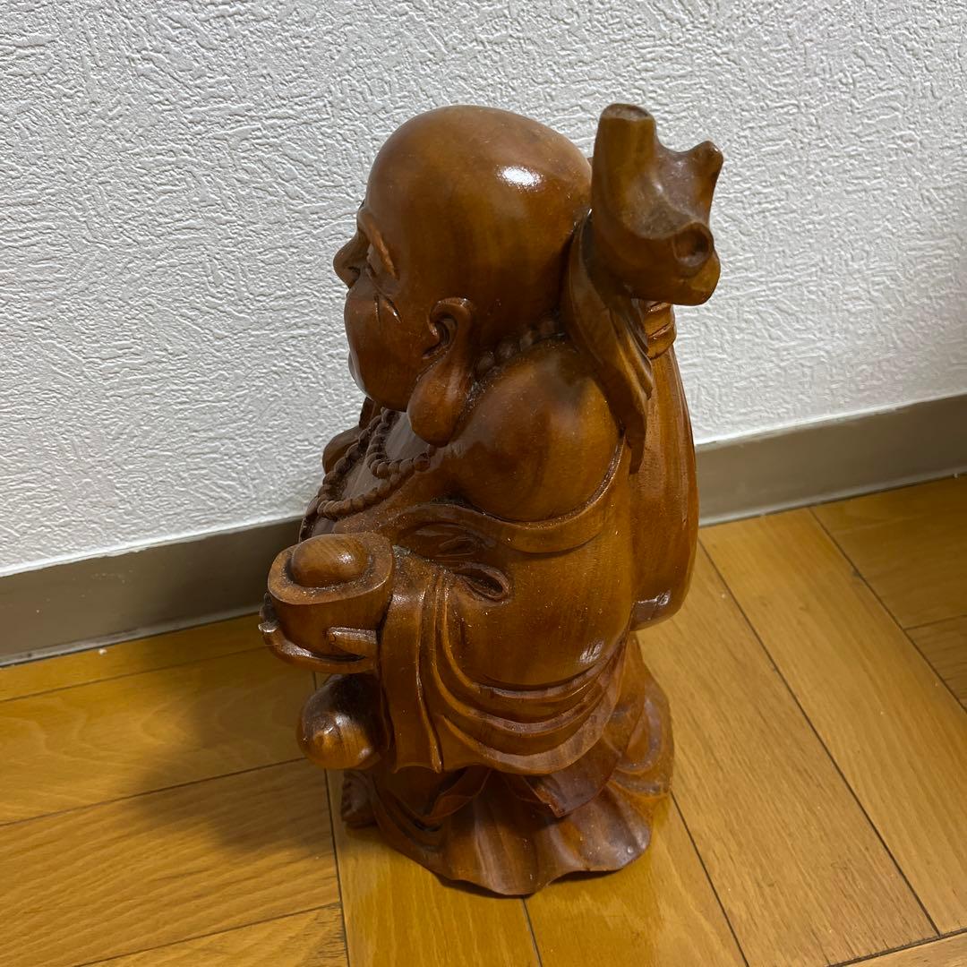 木製 笑顔の仏像 約30cm