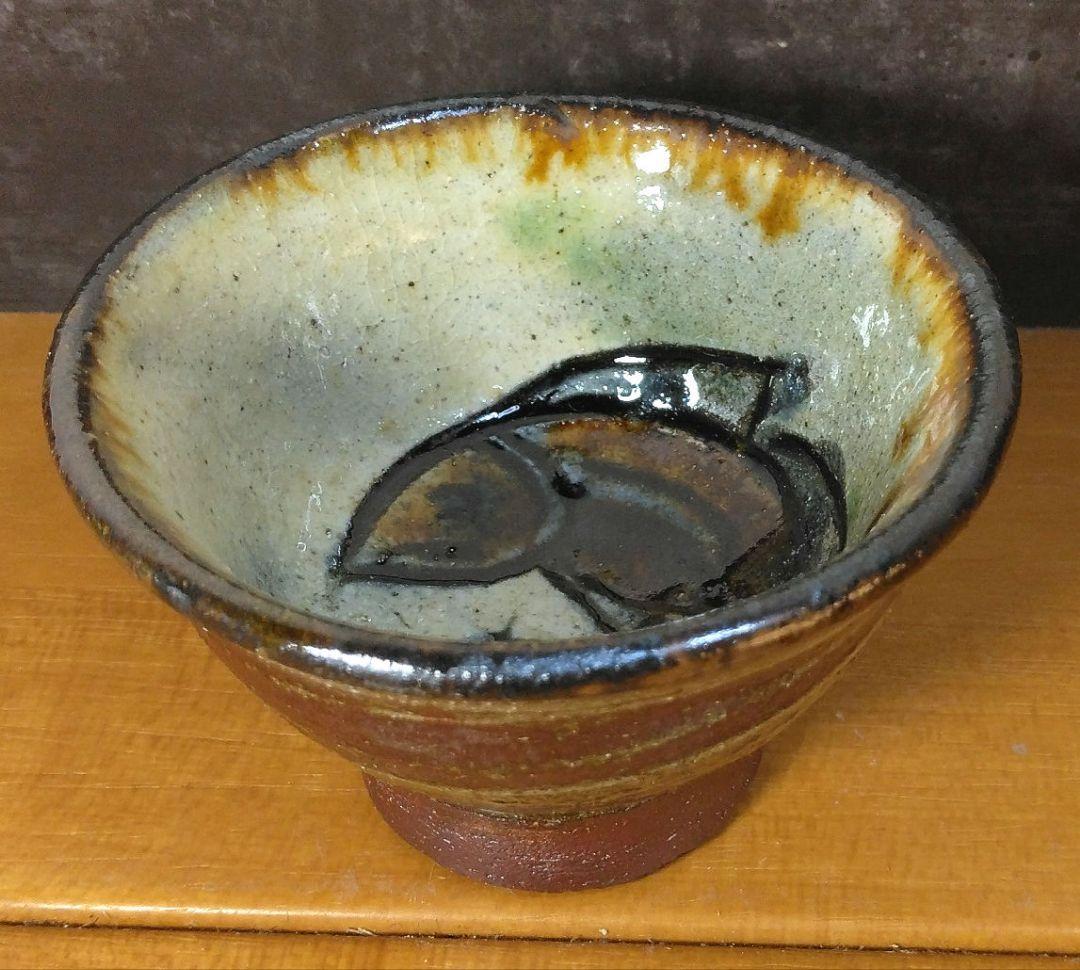 人間国宝 金城次郎 壷屋ぐい呑 栞 共箱 無傷 壷屋焼 やちむん 紐付箱 壺屋焼