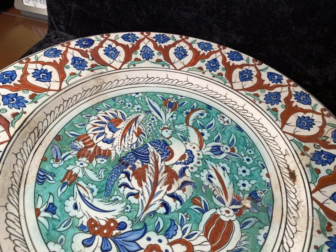 IZNIK陶器 大皿 18世紀 イズニック イズニク オスマントルコ　修復接合品