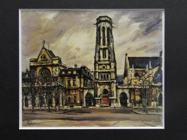 荻須高徳、サン・ジェルマン、希少な額装用画集より、新品高級額装付