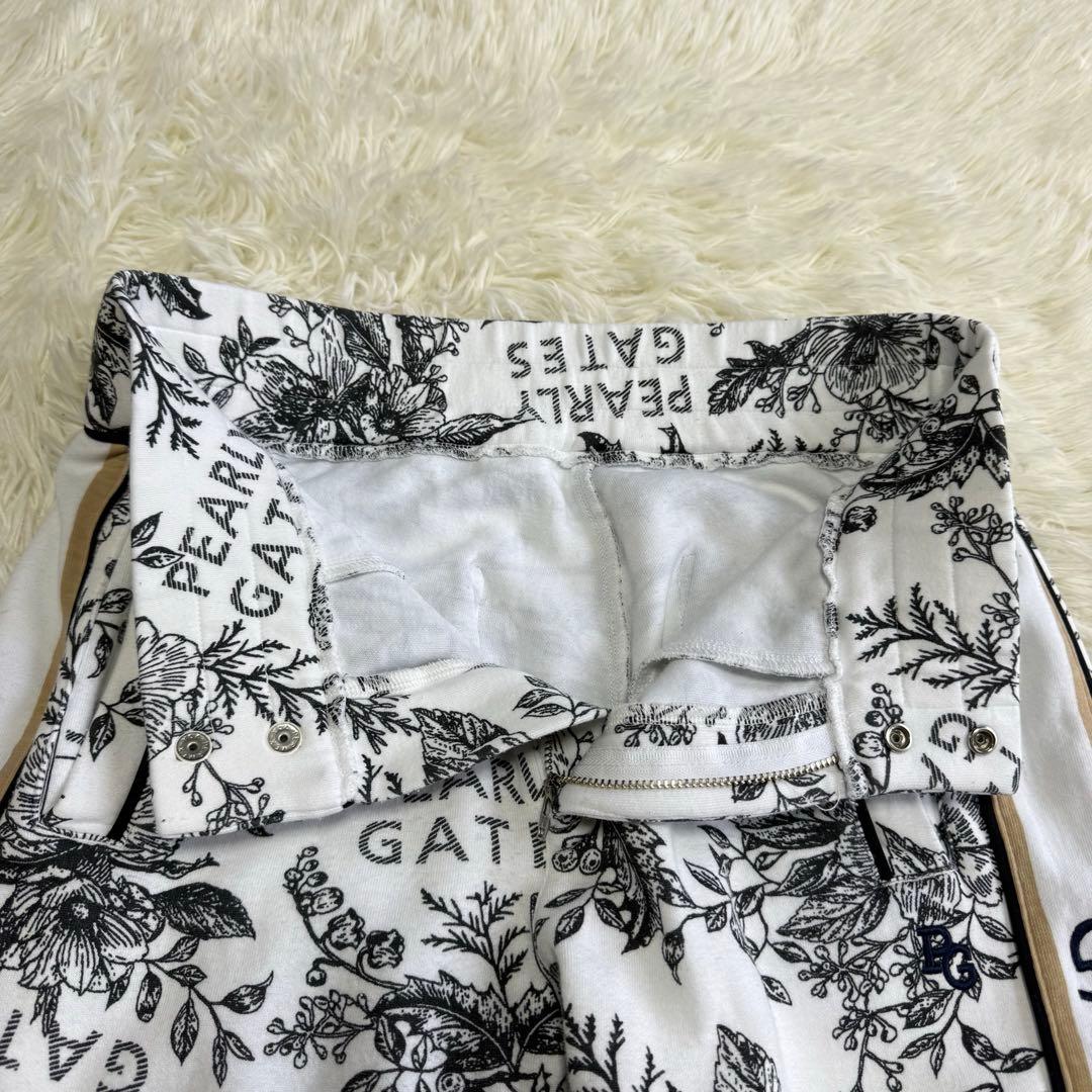 【パーリーゲイツ】美品 ジョガーパンツ 花柄 ホワイト 1サイズ レディース