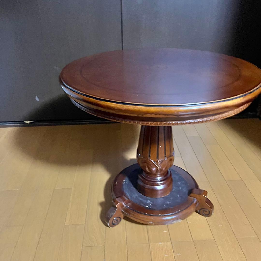 ヨーロピアン アンティーク風 丸テーブル ヴィンテージ 円卓 ラウンドテーブル