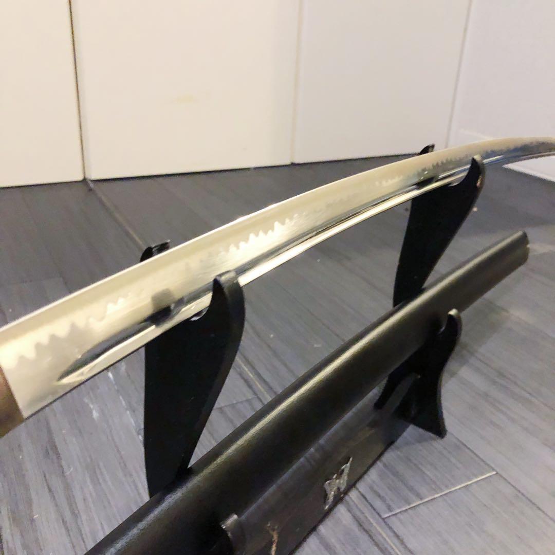 高級模造刀　居合刀　樋入り刀身　青緑拵え　亜合金刀身　名刀