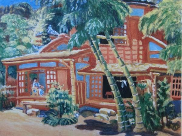 梅原龍三郎、山荘夏日、希少画集画、新品額装付、状態良好