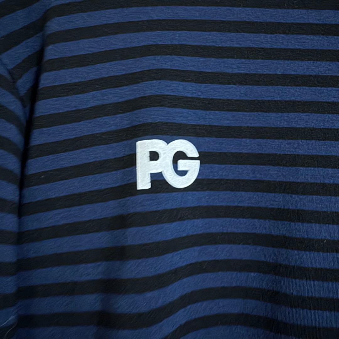 パーリーゲイツ ハイネック 長袖 L ボーダー　ネイビーブラック