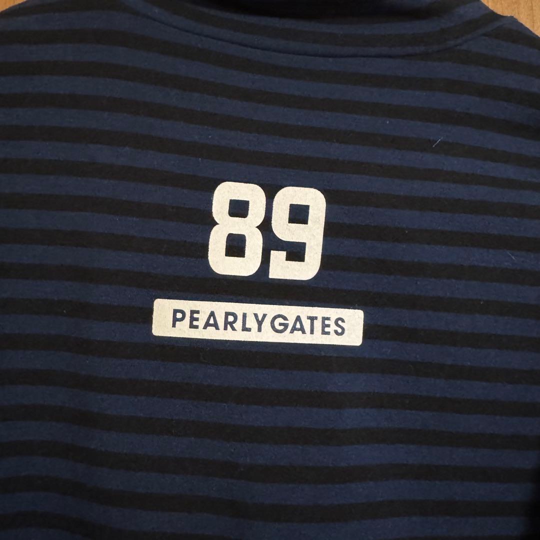 パーリーゲイツ ハイネック 長袖 L ボーダー　ネイビーブラック