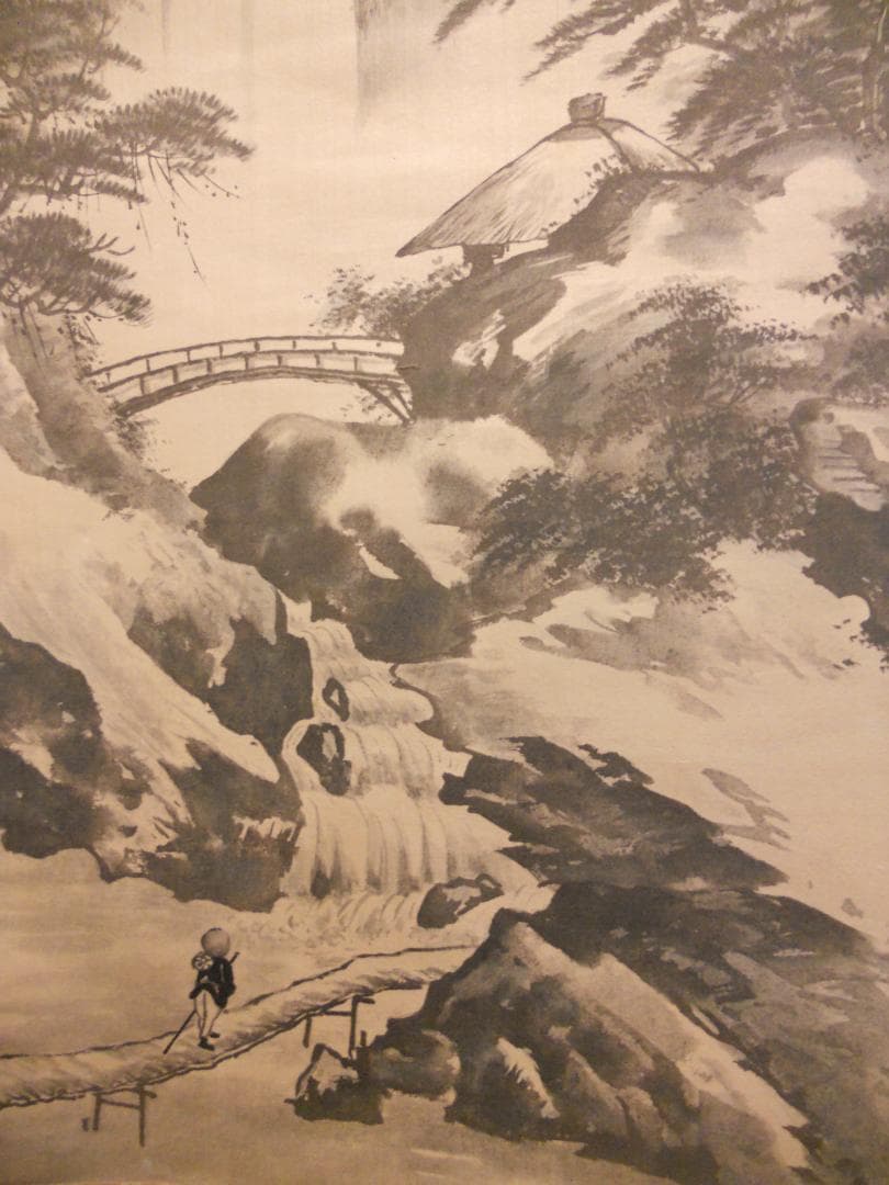 掛け軸 汀舟 水墨山水 絹本 希少 軸装 茶道具 掛軸 美品 です。