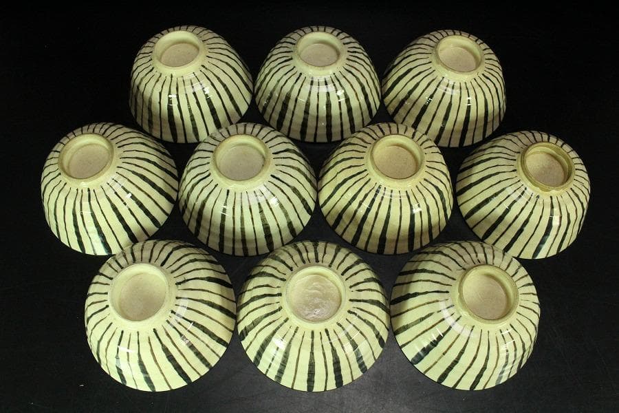 麦藁手 蓋茶碗 十客 時代物(K-YC510)