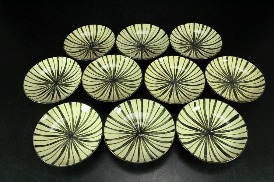 麦藁手 蓋茶碗 十客 時代物(K-YC510)