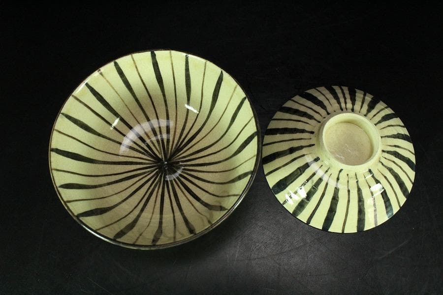 麦藁手 蓋茶碗 十客 時代物(K-YC510)