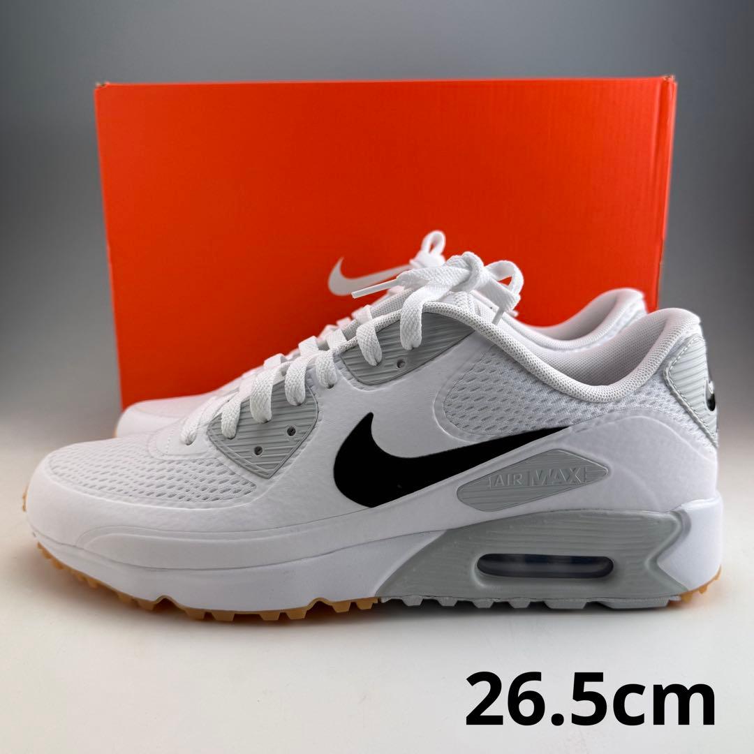 26.5cm ナイキ エアマックス90 G ホワイト/ブラック ゴルフシューズ