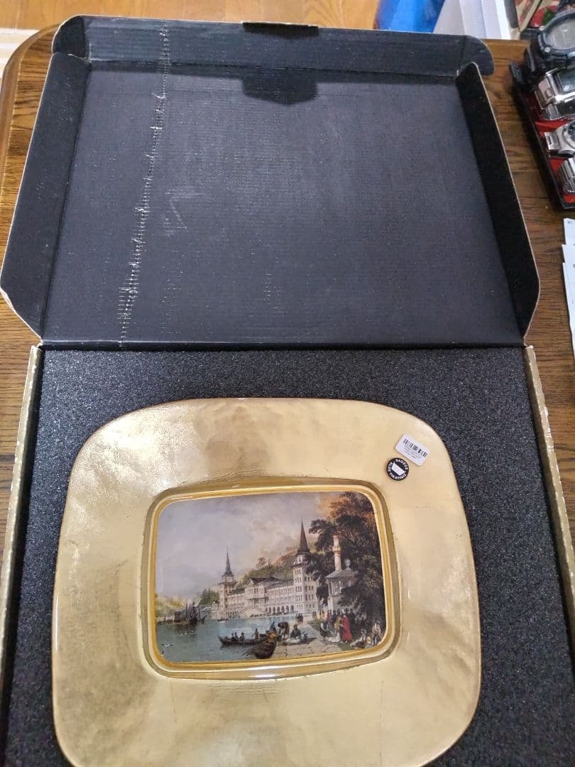 トルコ Deger Katan Hediyeler ゴールドガラス装飾皿