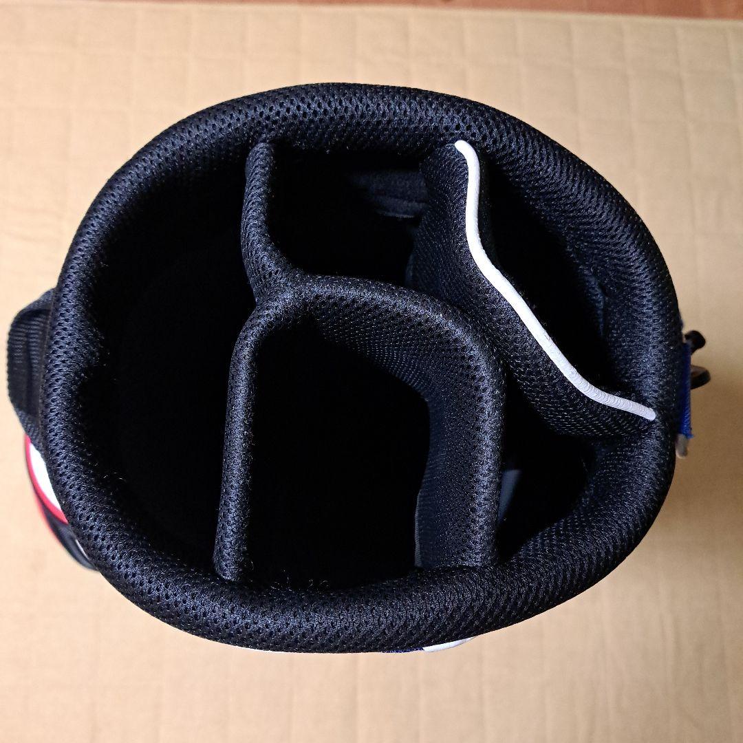 Mizuno ゴルフキャディバッグ.フード付き。 ホワイト/ネイビー。9インチ