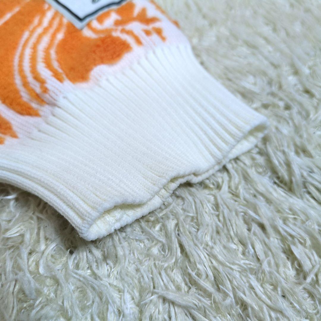 マークアンドロナ ニット クルーネック スカル ウール オレンジ L