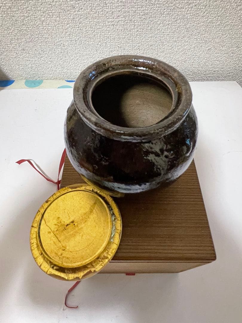 古い茶入　黑釉　茶道具　茶入り　アンティーク