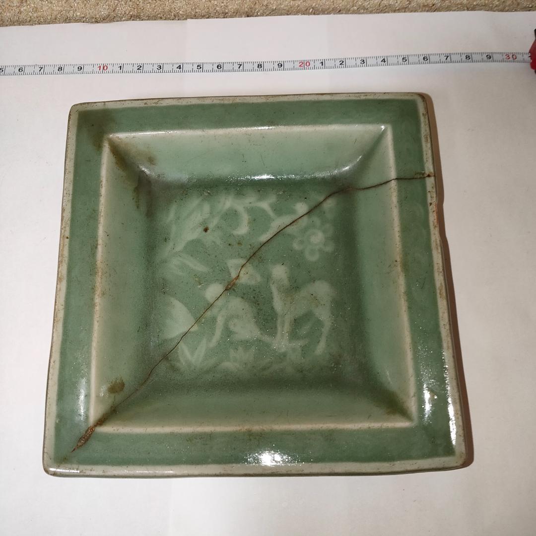 角皿　小皿　長方皿　四角皿　色絵　アンティーク　骨董　工芸品　割れ修復