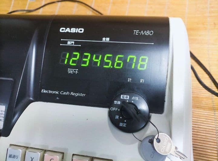 カシオレジスター　TE-M80　中古品　人気機種感熱紙　送料無料　991100