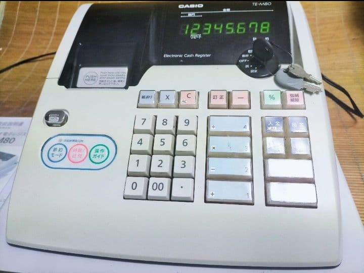 カシオレジスター　TE-M80　中古品　人気機種感熱紙　送料無料　991100