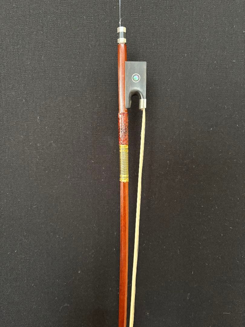 木製バイオリン弓 アバロンインレイ付き