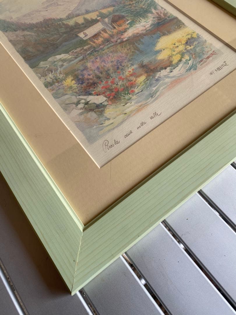 F. NERI 水彩画 Grazia della Folla 風景画　額縁