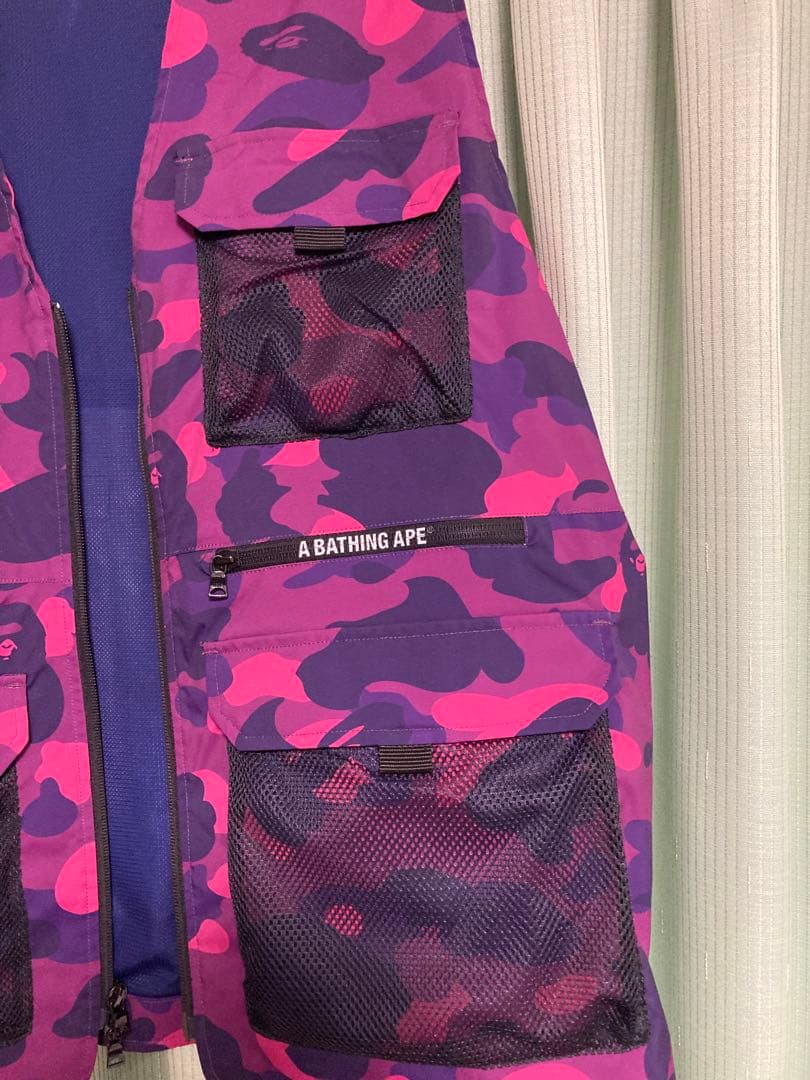 【A BATHING APE 】ピンク紫迷彩フィッシングベスト