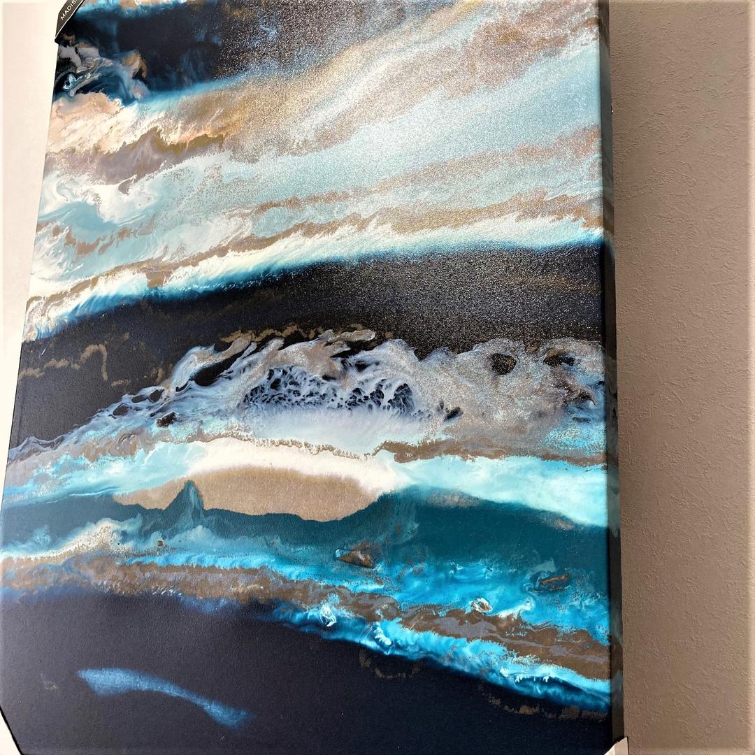 訳アリ／キャンバスアートミッドナイトタイドブルージェルコート／4251418