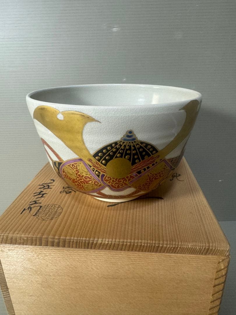 2322 粟田庄左エ門 押小路窯　色絵　茶碗