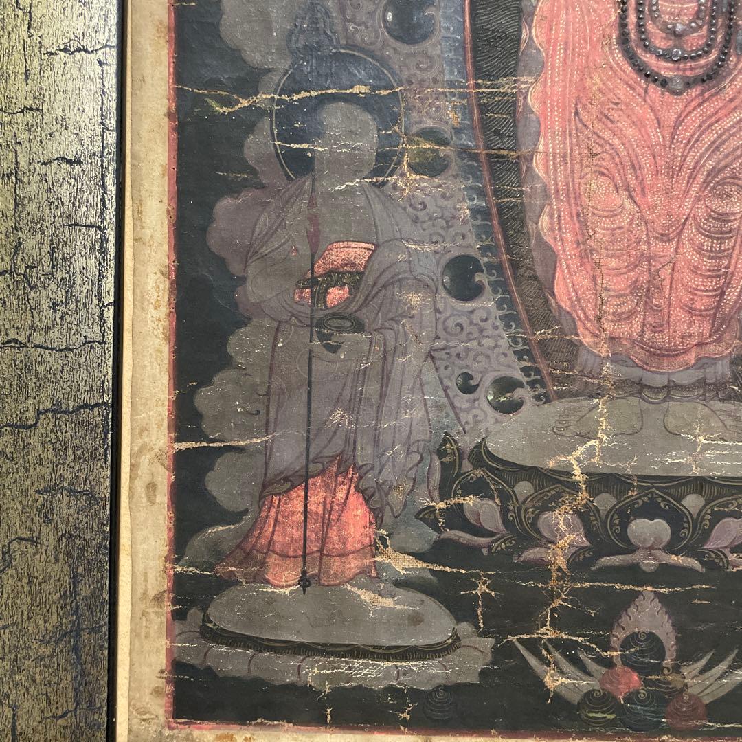 タンカ 仏画 肉筆 骨董　額付き