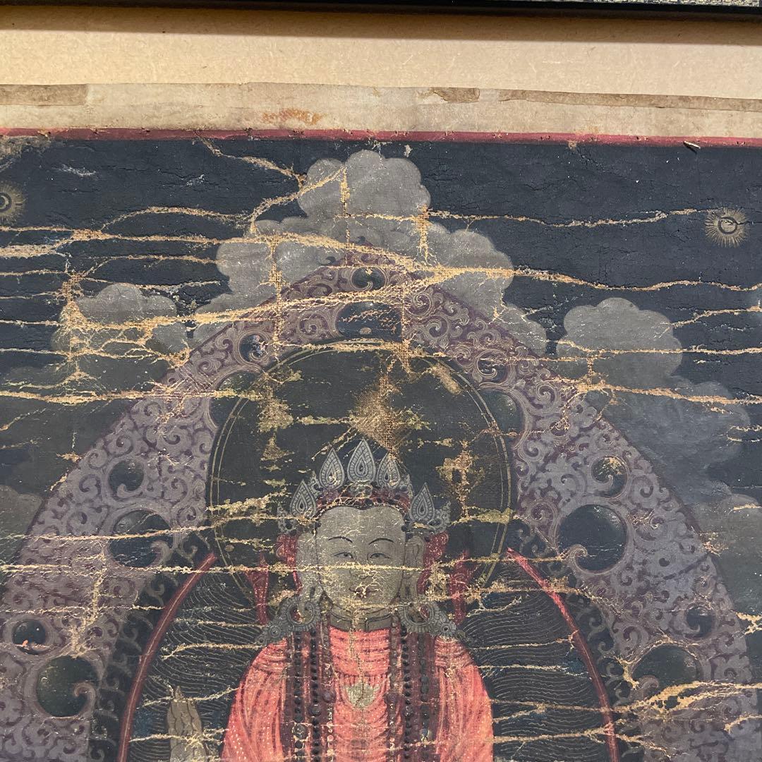 タンカ 仏画 肉筆 骨董　額付き