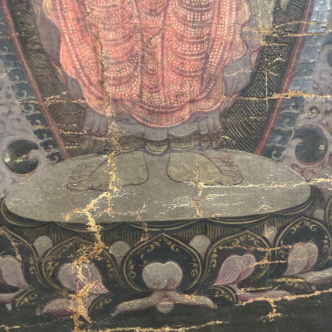 タンカ 仏画 肉筆 骨董　額付き