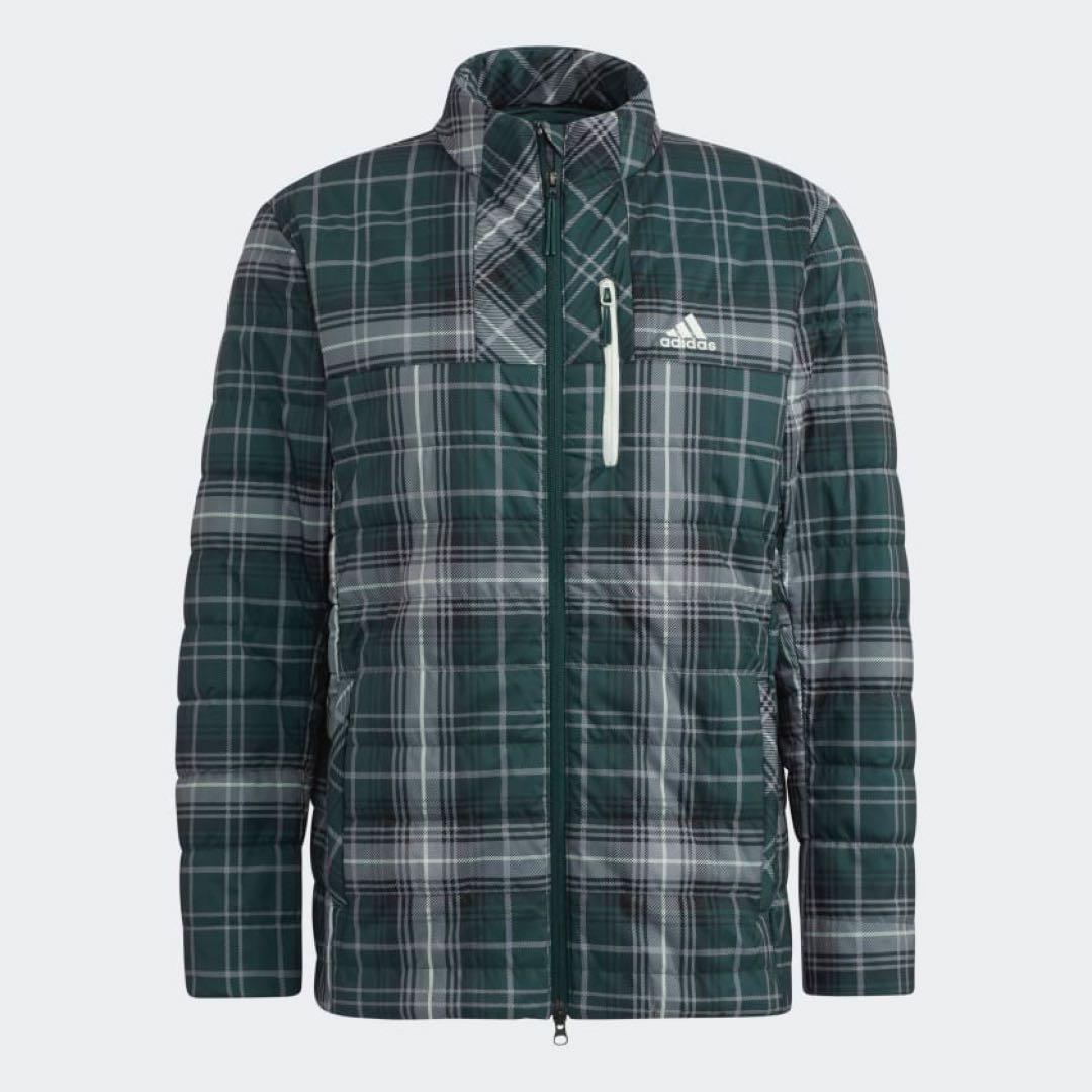 adidas タータンチェック 保温 中ワタ長袖フルジップジャケット